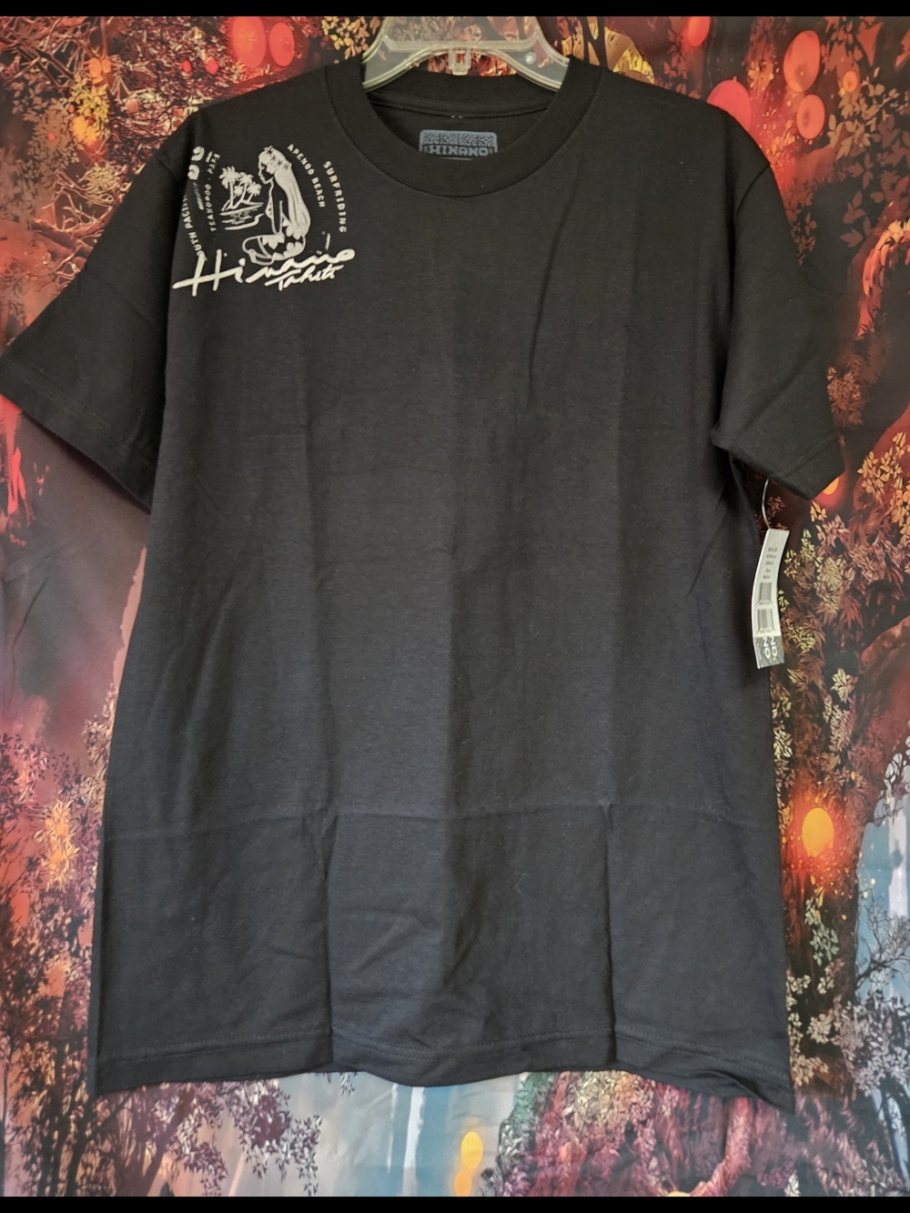 Hinano Tahiti Black Graphic Men’s T-Shirt Hiti Mahana 2 Sided Design